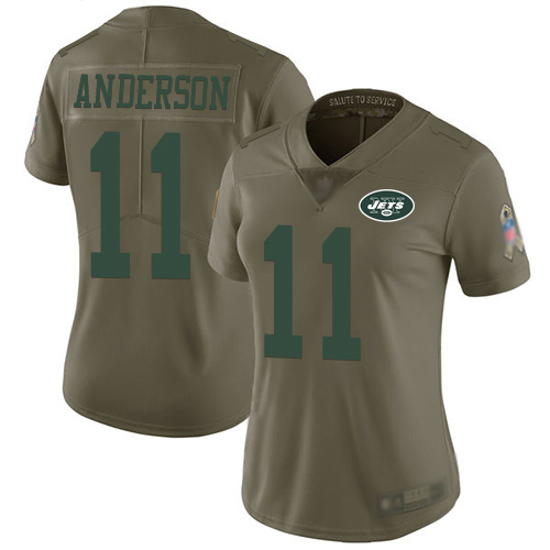 New York Jets Limited Olive Women Robby Anderson Jersey NFL Football #11 2017 Salute to Service->youth nfl jersey->Youth Jersey